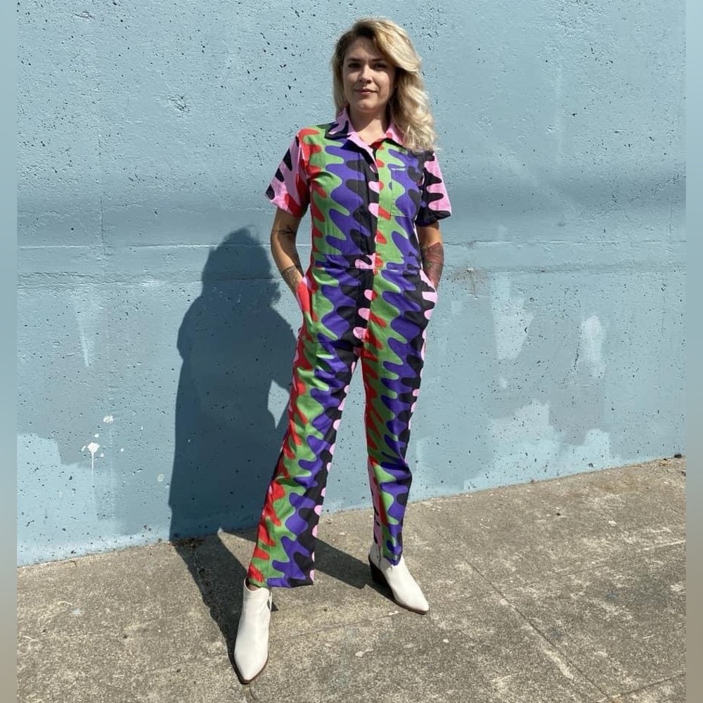 NWOT- Nooworks coveralls in ‘static’ print.